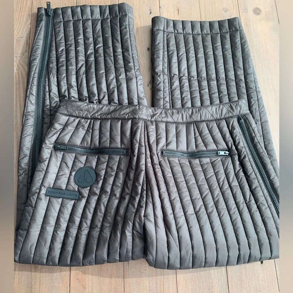 Moose Knuckles X Eckhaus Latta quilted pants in beluga brown NWT